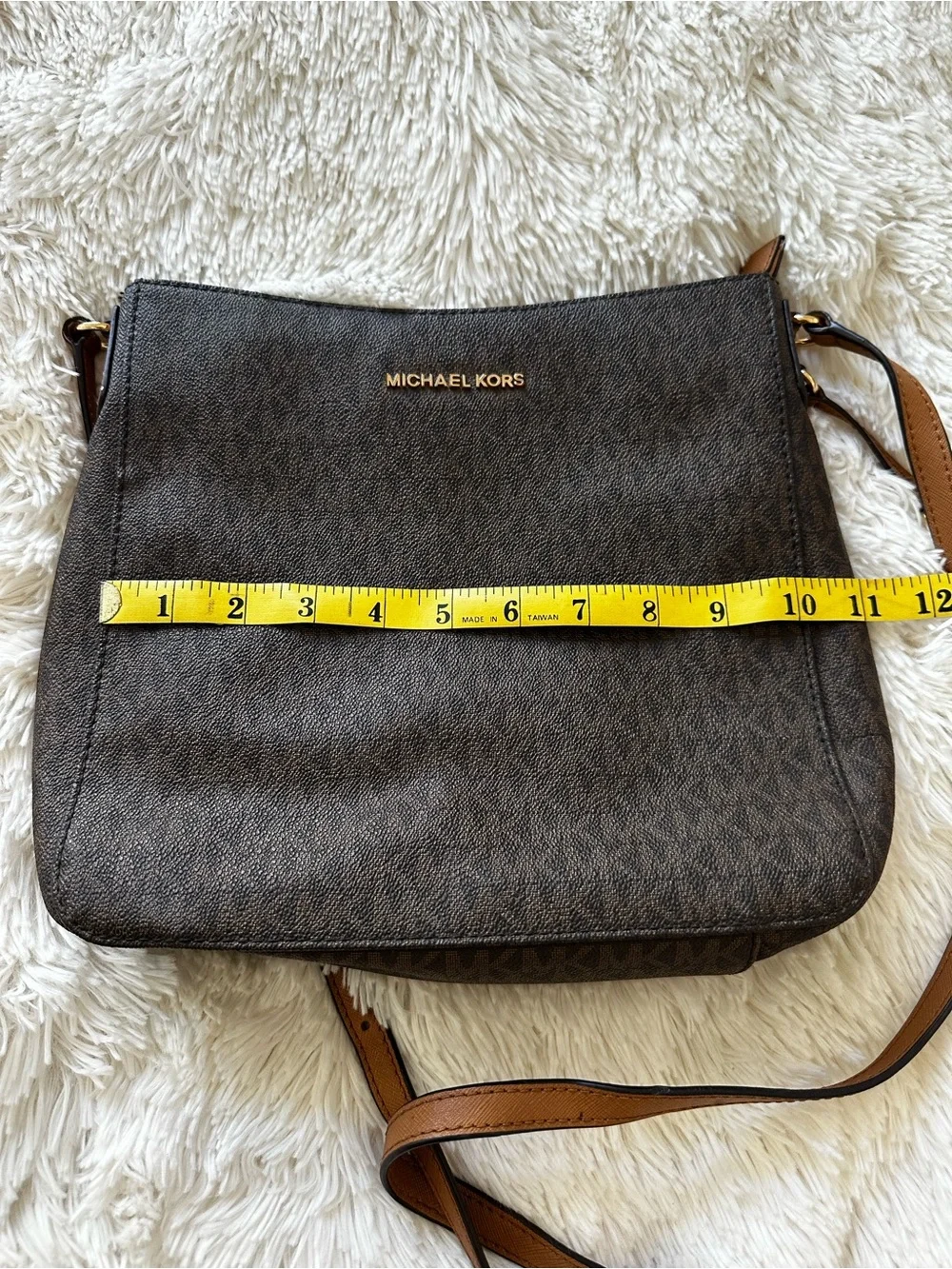 Michael Kors Jet Set Brown MK Signature Coated Canvas Crossbody Messenger Bag
